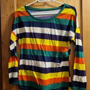 Colorful Striped Long Sleeve Top - Multicolor